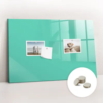 Obrázek produktu pro Magnetická Tabule na Zeď Skleněná - Memo Board Kleněnou Přední Stranou - 5 magnetů v balení - 60x40 cm - Tyrkysová barva