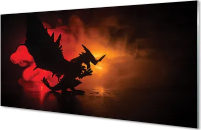 Produktbild von Glasbilder 140x70 Wandkunst Schwarzer Drache Wolken