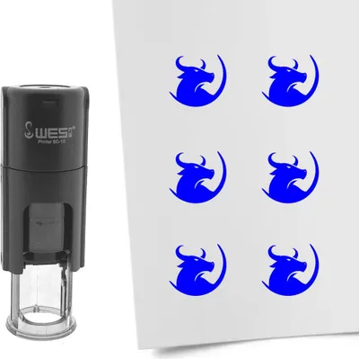 Produktbild von CombiCraft Selbstfärbender Stempel 'Stier' in der Farbe Blau, Ø10mm
