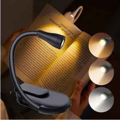 Produktbild von Leselampe – Buchlampe – Augenschutz – 3 Farbmodi – Wiederaufladbar – Schwarz