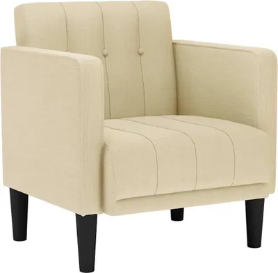 Zdjęcie produktu dla vidaXL Fotel z podłokietnikami kremowy 53 cm tkanina