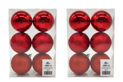 Produktbild von Kunststoff Weihnachtskugel Ø 8cm matt hochglanz glitzer Deko Kugel Christbaumschmuck rot 2 Sets - 12 Stück