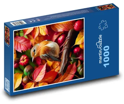 Obrázok produktu pre Puzzle 1000 Vták v jesennom lístí - martinpuzzle