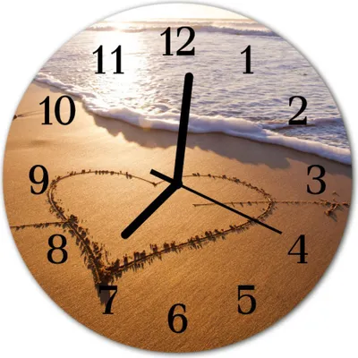 Produktbild von Glasuhr Wanduhr Küchenuhr Echt-Glas 30fi cm Strand Herz mehrfarbig