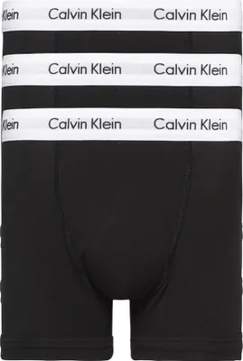 A pack of three black Calvin Klein boxer briefs.