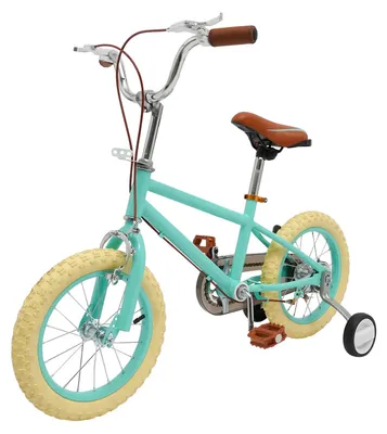 Produktbild von Kinderfahrrad - Fahrrad mit Stützrädern - 35 cm Räder - Für 3–4 Jahre, 90–110 cm Körpergröße - Stahlrahmen - Dunkelgrün