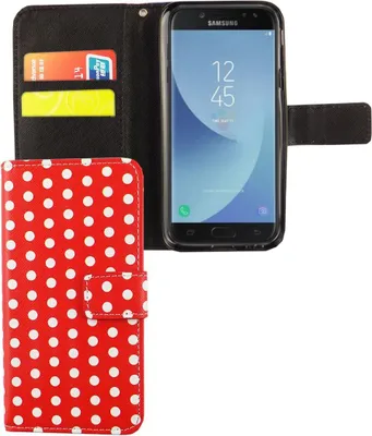 Produktbild von Handyhülle Tasche für Case Handy Samsung Galaxy J3 2017 Polka Dot Rot