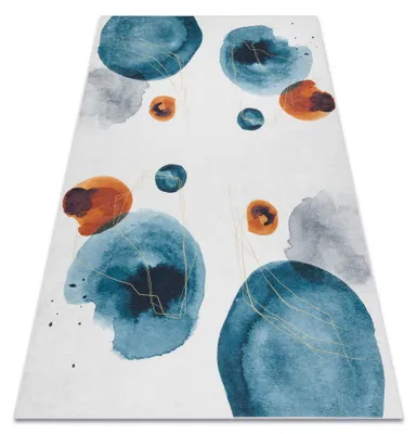 Productafbeelding van ANDRE 1220 tapijt wasbaar Abstractie antislip - / blauw wit 80x150 cm
