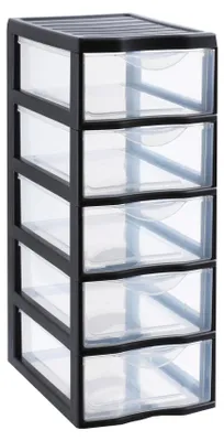 Produktbild von SUNDIS Orgamix, schubladenbox aus Kunststoff, 5 transparente Schubladen im A4-Pa