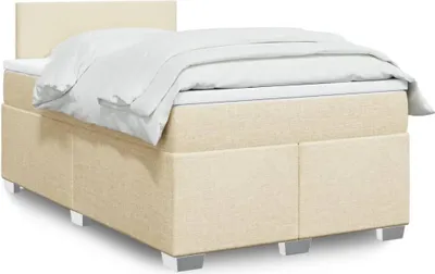 Produktbild von Design Boxspringbett mit Matratze Creme 120x190 cm Stoff, Klassische Betten 2024 Neu