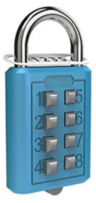Immagine prodotto di INF Lucchetto combinazione 8 cifre in zinco, codice 4 cifre per valigia Blu