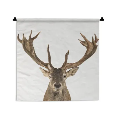 Produktbild von MuchoWow® Wandteppich Wandbehang Hirsche - Tiere - Geweihe - Kinder - Jungen 60x60 cm Tapisserie Dekoration Wandtuch - Dekorationen - Wand Decke