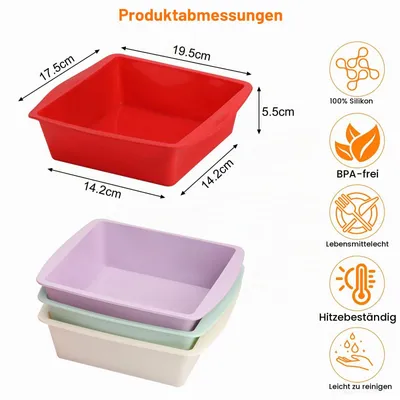 Produktbild von Silikon Kuchenform 4 Stück Eckig Antihaft Viereckig Brownie Backform BPA-frei