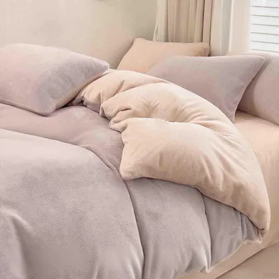 Produktbild von Bettwäsche Set 4teilig Deckenbezug Duvet Cover Bed Linen Bettwasche Bedding Linen Baumwolle Kissenbezug Kissen Bettbezüge Herbst Und Winter Verdickt Reaktivfärbung (Purple,1.2m)