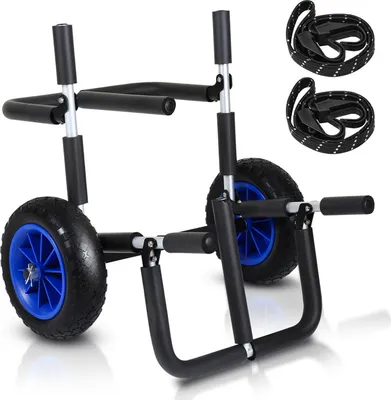 Obrázok produktu pre Jopassy prepravný vozík pre SUP dosku Stand Up Paddle Board dvojitý prepravný vozík na kajak SUP vozík z hliníka skladací SUP vozík vozík na kanoe do 80 kg 2 bezpečnostné popruhy