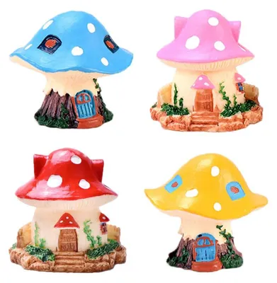 Produktbild von Miniatur-Garten-Set mit 4 Pilzhäuschen