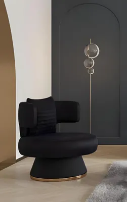 Produktbild von Stoffsessel Sessel Einsitzer Cocktailsessel Ohrensessel Schwarz