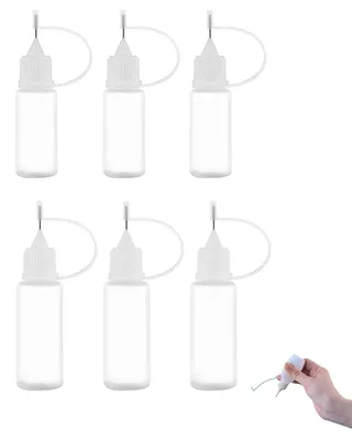 6 Präzisions-Dosierflaschen mit Nadelspitze, 10 ml + 15 ml