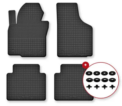 Image de Tapis de sol en caoutchouc pour Volkswagen Tiguan I 2007-2015 (monospace) – 4 pièces, noirs, semi-universel, adapté