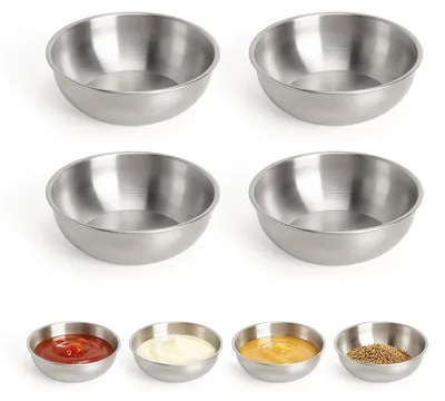 4er-Set runde Edelstahl-Saucenschalen, 8,5 cm, stapelbar