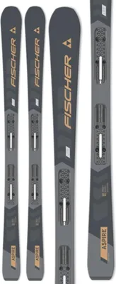 A set of skis displayed against a white background.