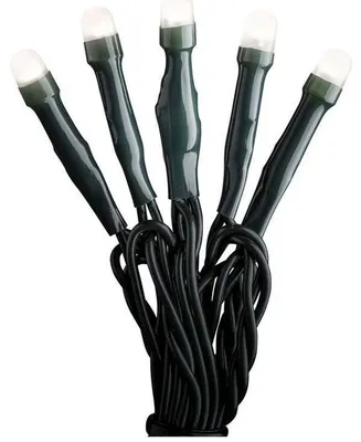 Produktbild von Konstsmide 6344-120 Micro LED Lichterkette, gefrostet, verschweißt, 100 warm weiße Dioden, 30V Innentrafo, dunkelgrünes Kabel