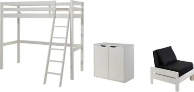 Produktbild von Hochbett Katherine 209x165x190 Kinderbett Massivholz+MDF Weiß