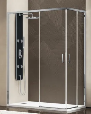 Produktbild von Duschkabine 65 x 70 cm Ecköffnung mit bequemem Einstieg Höhe 200 cm aus gehärtetem Glas - FRASCIO