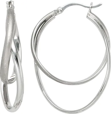 Produktbild von JOBO Creolen 925 Sterling Silber rhodiniert teilmattiert mit Glitzereffekt Ohrringe