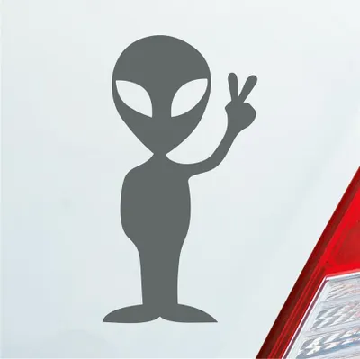Produktbild von Auto Aufkleber Alien Außerirdischer All Comic Motorrad 12x7 cm Grau Sticker Heckscheibenaufkleber