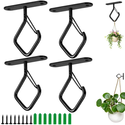 Imagen del producto de Ganchos para colgar de metal, 7,5 cm, con sistema de seguridad, juego de 2, para macetas