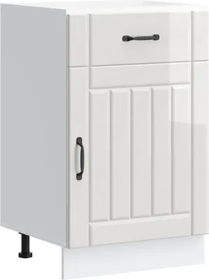 Image de vidaXL Armoire basse de cuisine Lucca Blanc brillant Matériau dérivé du bois