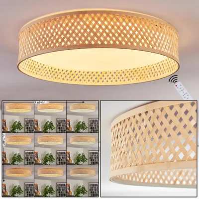 Produktbild von Barcellona Deckenlampe im Boho-Design aus Metall/Bambus/Kunststoff in Weiß/Natur