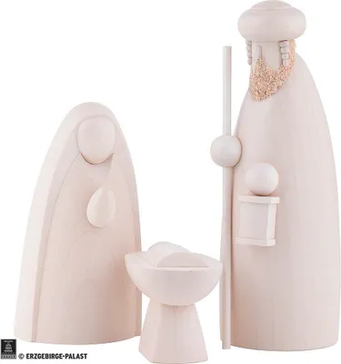 Produktbild von Heilige Familie, weiß lasiert, 3-teilig (13cm) von Holzkunst Schalling