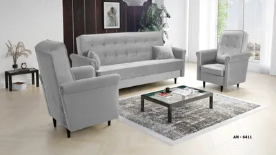 Produktbild von Couchgarnitur 3-1-1 ORLANDO, Couch mit Schlaffunktion und Bettkasten, Couch + 2 Sessel - Aschgrau