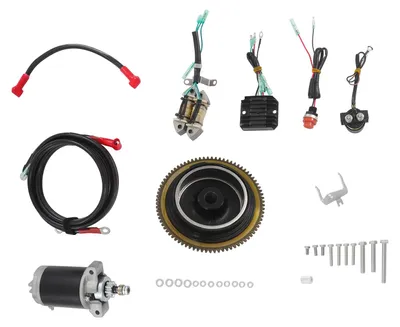 Produktbild von Außenborder Elektrostart Nachrüstsatz - 4-Takt 15 PS - Anlasser mit Schwungrad - Zündschalter Kit - Umrüstsatz ohne Batterie - 4-Stroke 15PS