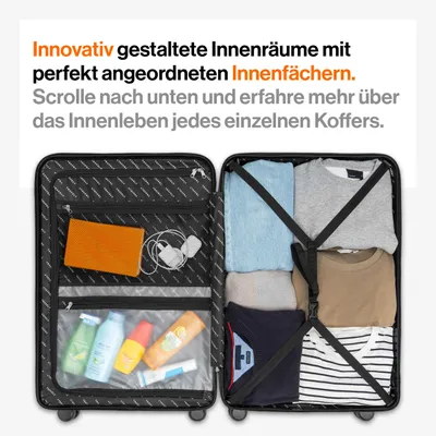 Produktbild von TRAVELY Premium Koffer Set: 77cm, 67cm & 55cm Handgepäck Koffer in einem Set, sehr robuste Reisekoffer mit sanften Rollen & TSA Schloss, Reisekoffer, Koffer & Trolleys