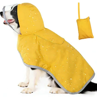 Image de Manteau de pluie imperméable pour chien avec capuche et bandes réfléchissantes