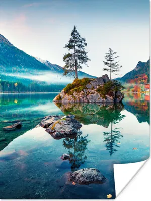 Produktbild von MuchoWow® Poster Berge - See - Bäume - Natur - Wasser 120x160 cm - Wandbilder