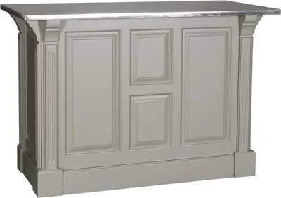 Produktbild von Casa Padrino Landhausstil Theke Grau / Silber 140 x 68 x H. 95 cm - Massivholz Thekentisch mit verzinkter Tischplatte