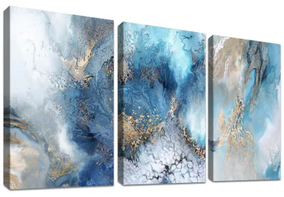 Produktbild von Set aus 3 abstrakten Leinwandbildern in Holzrahmen 90 x 40 cm