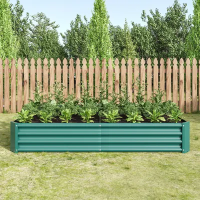 Produktbild von Flieks Pflanzkübel Hochbeet ohne Boden, Pflanzenbeet Blumenkübel aus verzinktem Stahl, Garten-Hochbeet 180x90x30cm, Grün