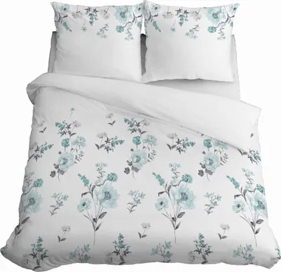 Immagine prodotto di Biancheria da letto in raso 160x200 fiori verde