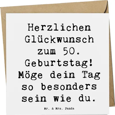 Produktbild von Mr. & Mrs. Panda doppelkarte Spruch 50. Geburtstag Freude - Weiß - Geschenk, Glückwunschkarte, Grußkarte, Happy Birthday, Liebe und Wertschätzung, faltkarte, anlasskarte
