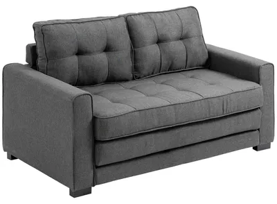 Produktbild von HOMCOM Schlafsofa Klappsofa 2-Sitzer Stoffsofa Leinen-Touch Gummiholz Grau