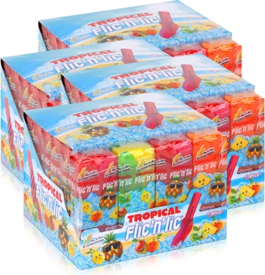 Produktbild von Flic'n'lic Lutscher Tropical 24 Stück 336g - Doppelter Fruchtgeschmack (4er Pac
