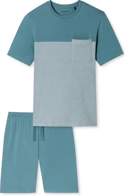 Produktbild von Schiesser Herren Schlafanzug kurz Rundhals-Nightwear Set Pyjamaset, blaugrau_181167, 48