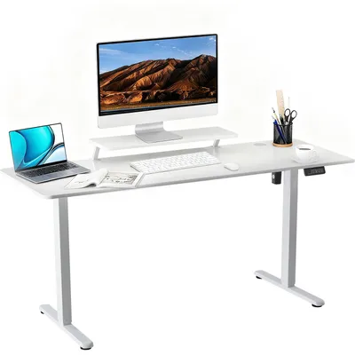 Produktbild von Höhenverstellbarer Schreibtisch 160 x 60 cm, Elektrischer Schreibtische Höhenverstellbar, Gaming Tisch mit Monitorständer, Stehpult Verstellbarer