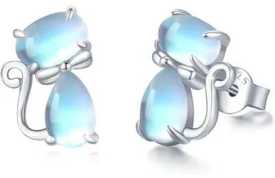 Produktbild von 925 Sterling Silber Ohrringe mit Mondstein, hypoallergen, für Damen & Mädchen