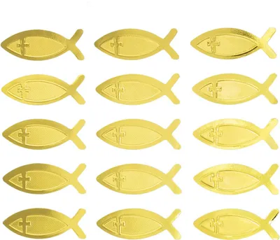 Produktbild von Oblique Unique 15 Fisch Kreuz Sticker Aufkleber Taufe Kommunion Konfirmation Deko - gold